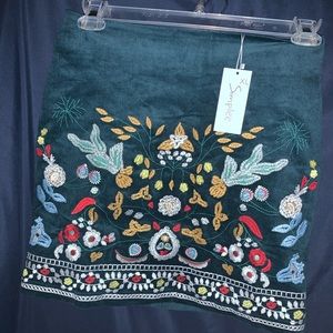 Floral Embroidery Boho High Waist Pencil Skirt